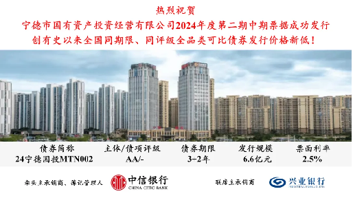 喜报！热烈庆祝市问鼎国际官网公司2024年度第二期中期票据成功发行